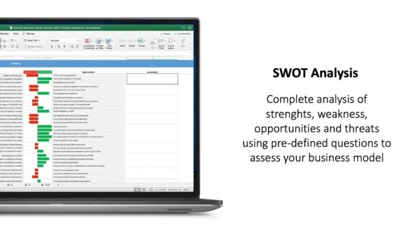 Business Model Canvas SWOT Analysis Assessment Excel Spreadsheet