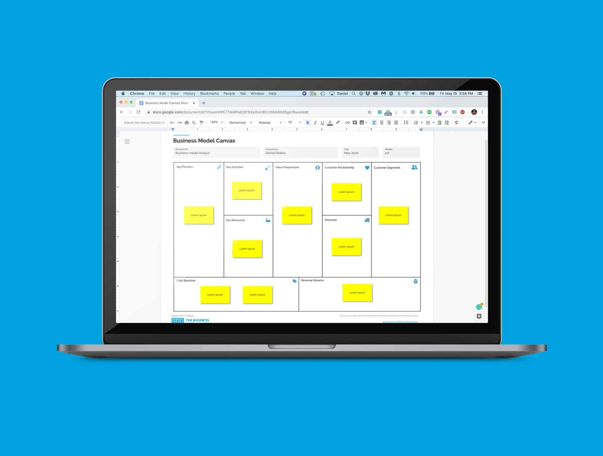 Business Model Canvas Template Google Docs