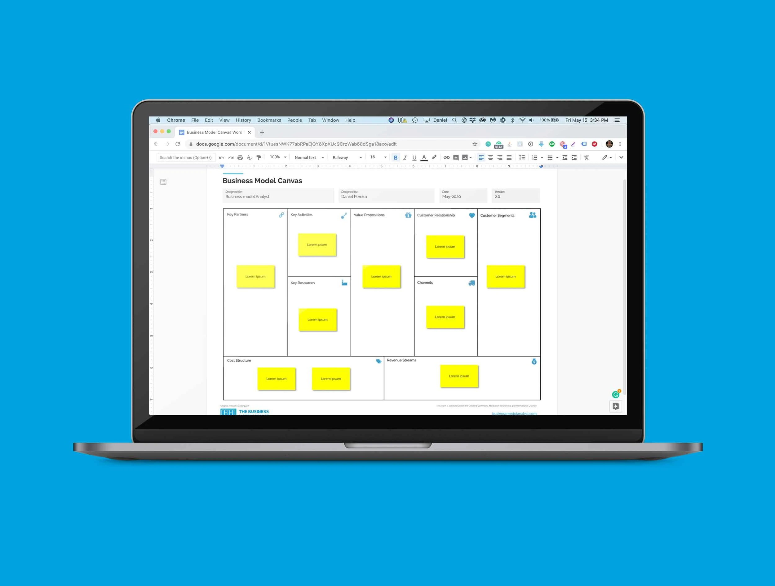 Business Model Canvas Template Google Sheets
