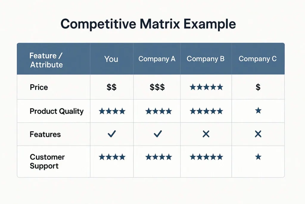 Competitive Matrix Examples on a Competitive Analysis