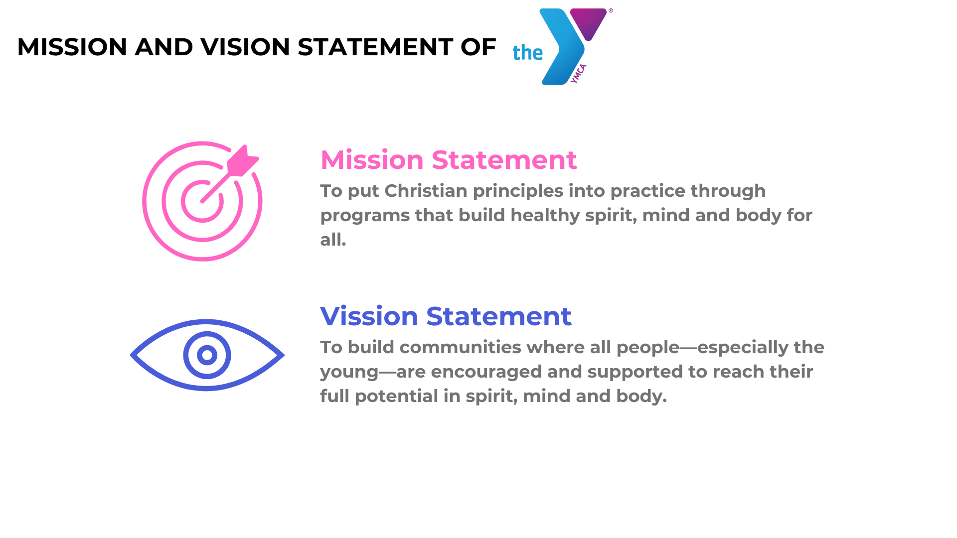 YMCA Mission and Vision Statement
