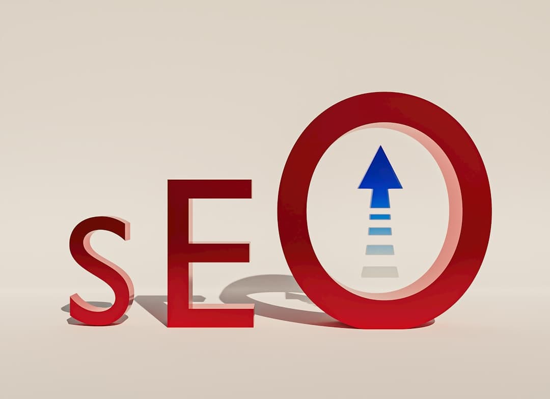 SEO with upward arrow symbol representing growth and optimization.