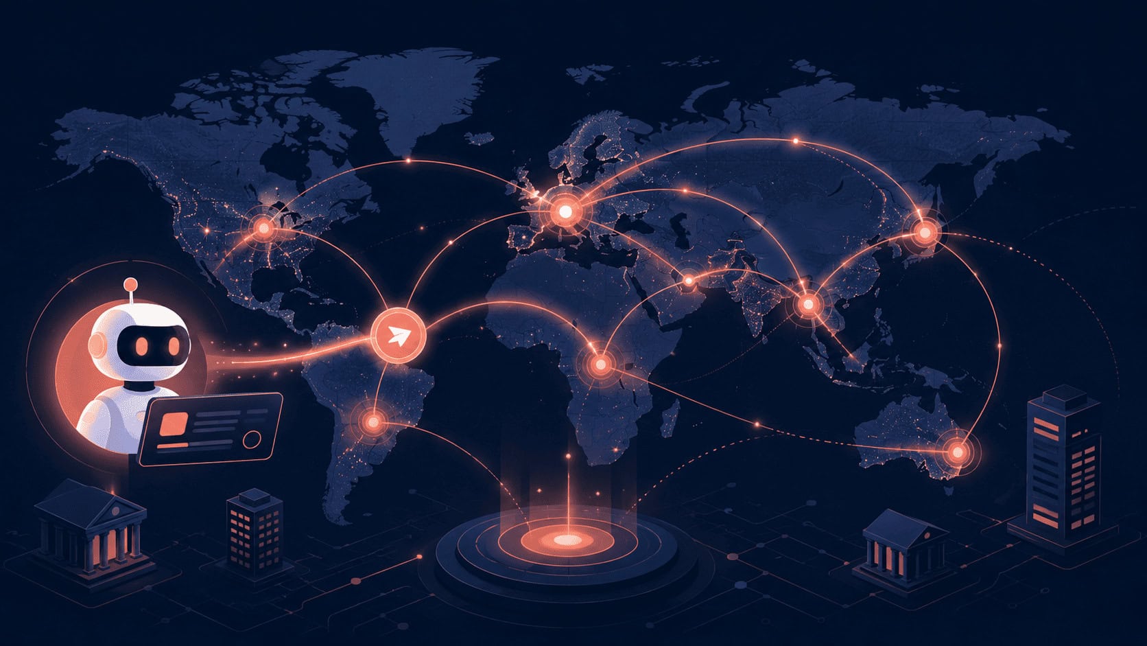 Airwallex global payments and agentic finance network illustration