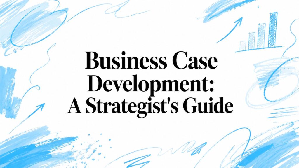 Business case development concept with charts and graphs.