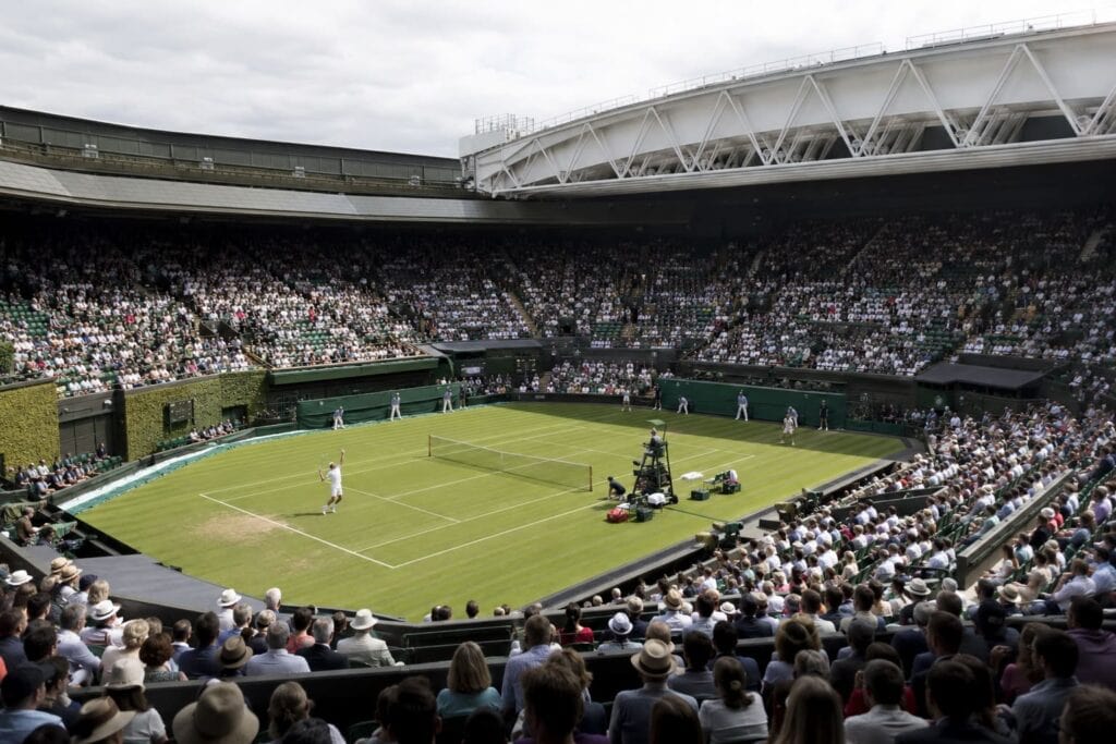 Centre Court crowd during a Wimbledon match at the All England Club