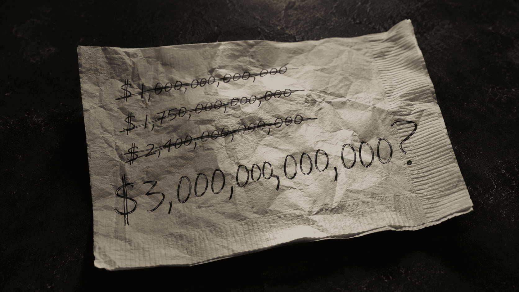 Napkin with $3 trillion scrawled in pen, representing the AI infrastructure ROI question