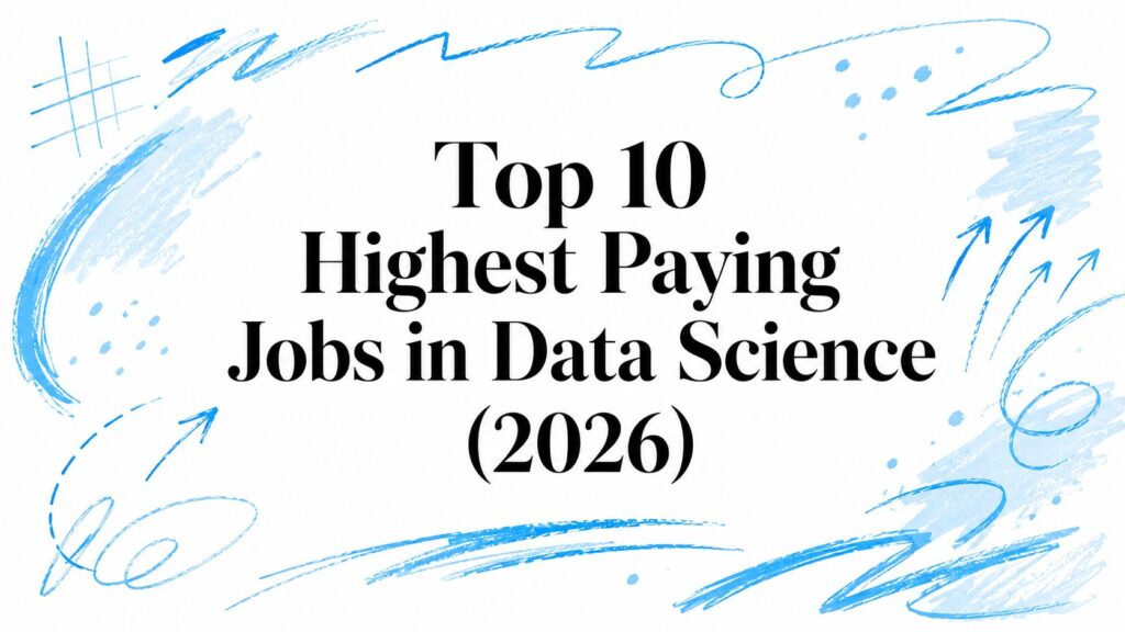 Graphical illustration of top data science jobs with high salaries in 2026.