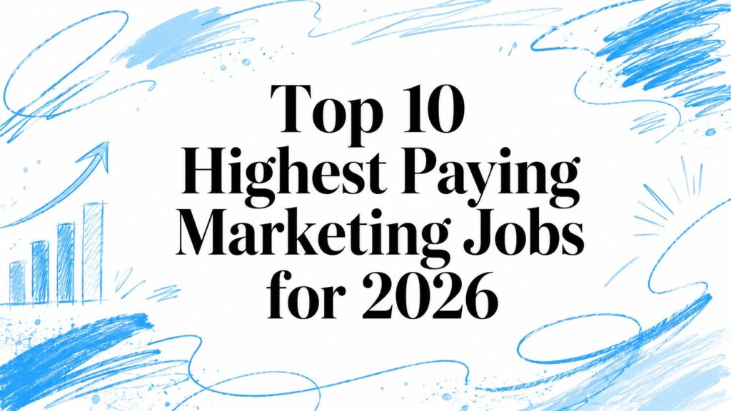 Marketing jobs infographic with salary growth and career paths for 2026.