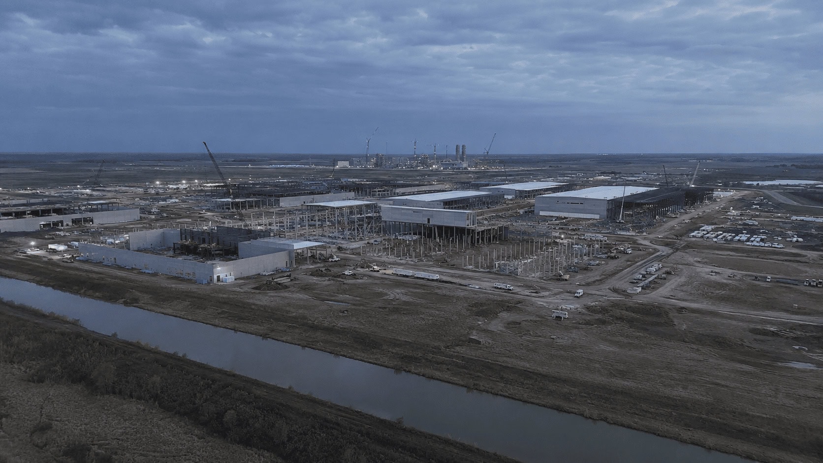 Aerial view of Meta's Hyperion data center construction site in Richland Parish, Louisiana.