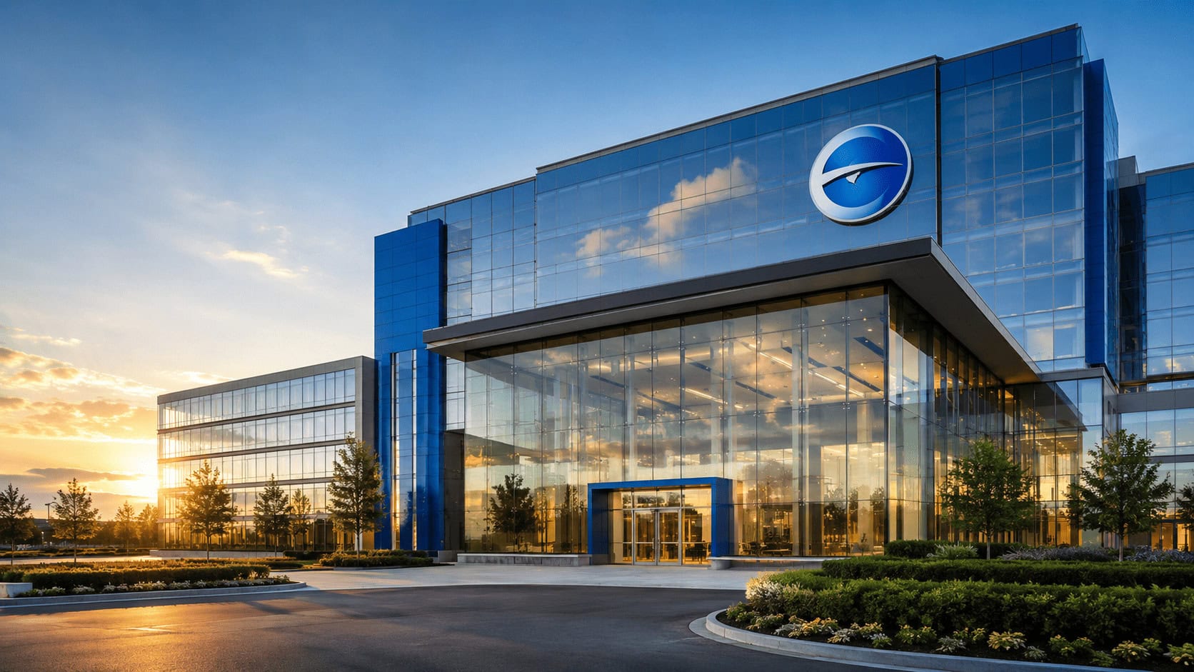 rogressive headquarters building with signature blue branding, the largest US auto insurer after overtaking State Farm in 2026