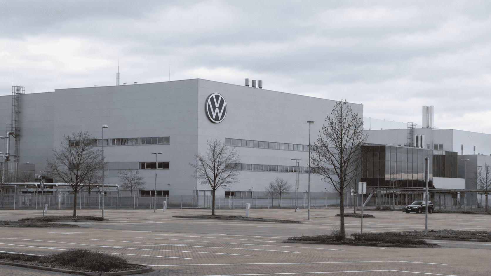 Exterior of a Volkswagen factory in Germany as the automaker announces major job cuts and restructuring.