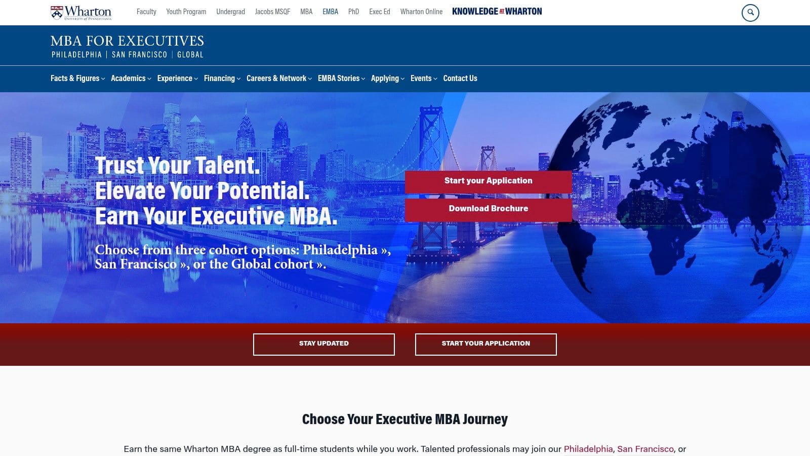 Business analyst reviewing data for executive MBA program analysis.