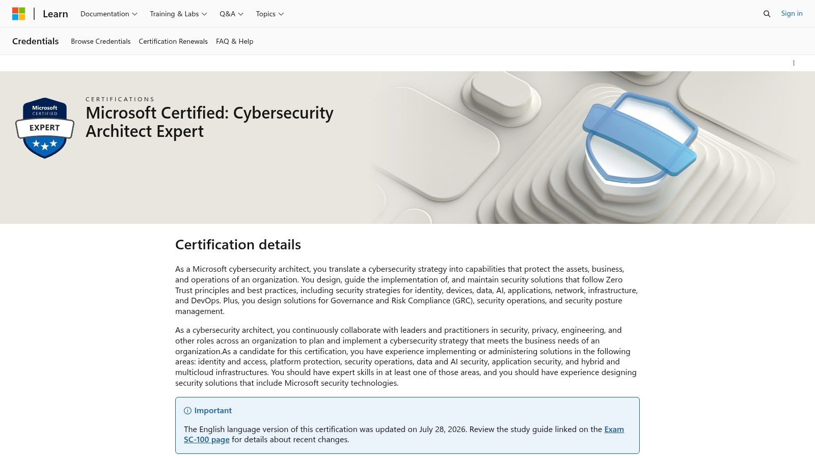 Microsoft Certified: Cybersecurity Architect Expert (Microsoft)