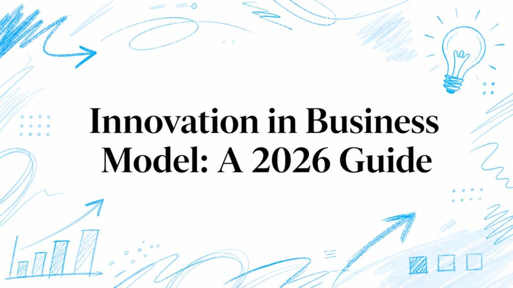 Cover image for Innovation in Business Model 2026 guide with sketches and lightbulb.