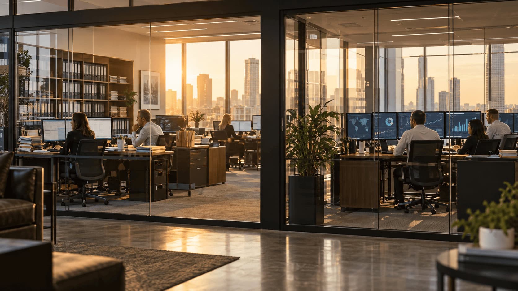 Underwriting floor split between a program binding desk and a carrier capital desk